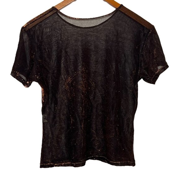 Sheer Metallic Fairy Grunge Whimsigoth Top Brown Edgy Y2K Gothic Witchy Small - Picture 4 of 9